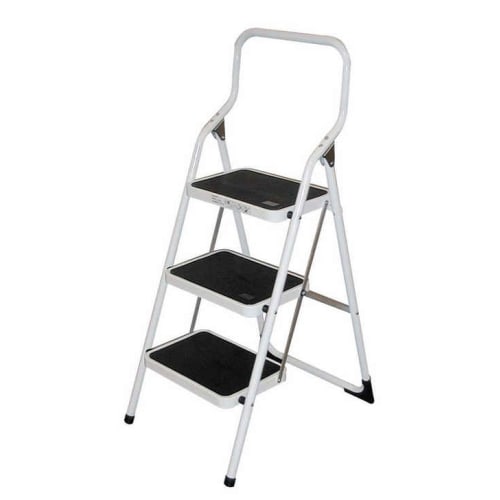 Brico 3-Step Steel Ladder, White